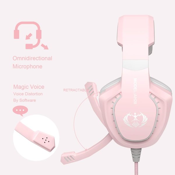 Wired 3.5-head input Bluetooth earphones pink version A28 - 图片 2